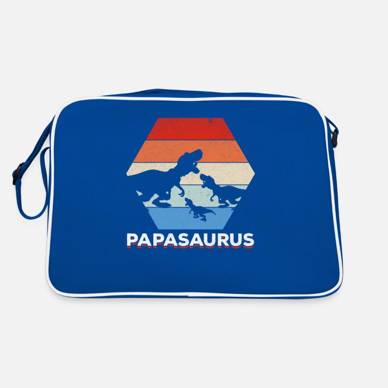 Papasaurus 2 Kids Papa Dino Papa Dinosaur Retro Bag