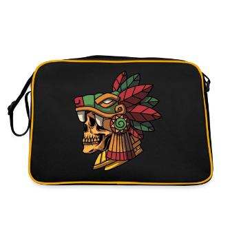 Quetzalcoatl Azteken Schädel Maya Alte Inka Toltek - Retro Tasche - Schwarz/Gold - Hinten