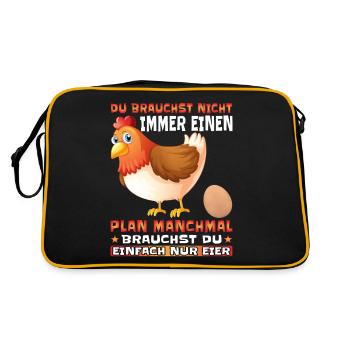 Du brauchst nicht immer einen Plan nur Eier - Retro Tasche - Schwarz/Gold - Hinten