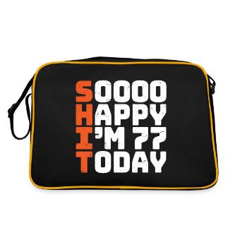 soooo happy i'm 77 Lustig 77. Geburtstag 77 - Retro Tasche - Schwarz/Gold - Hinten