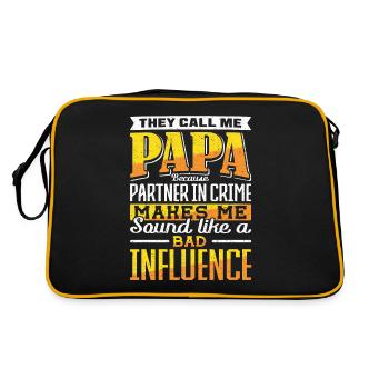Papa Partner in Crime Bad Influence Vatertag - Retro Tasche - Schwarz/Gold - Hinten