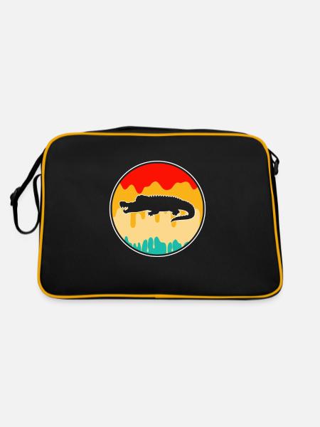 Krokodil Retro - Retro Tasche - Schwarz/Gold - Hinten