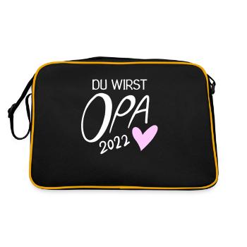 Oma 2022 - Werdende Oma 2022 - Retro Tasche - Schwarz/Gold - Hinten