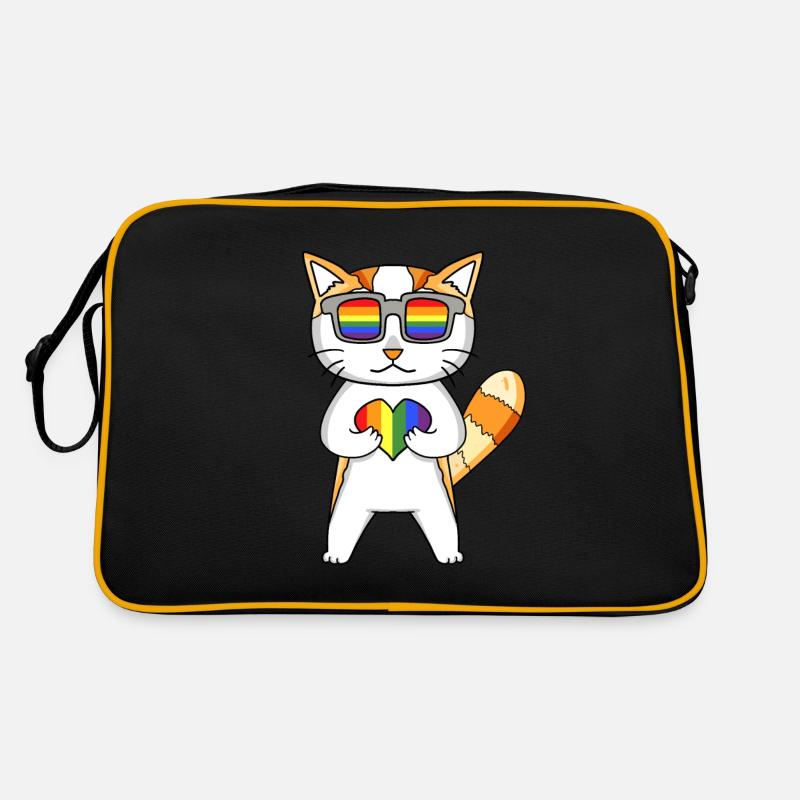 LGBT Katze Regenbogen Retro Tasche