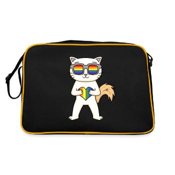Chat LGBT Turc Angora Arc-en-ciel - Sac Retro - noir/or - Dos