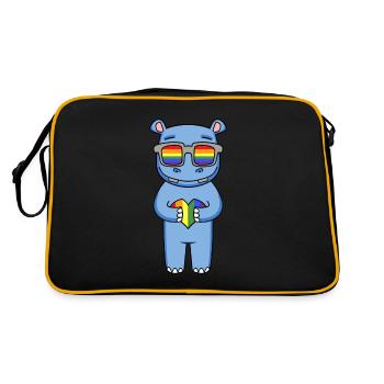 LGBT Animal Hippo Rainbow - Retro Bag - black/gold - Back
