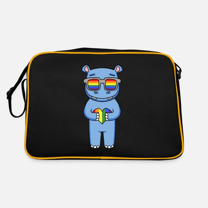LGBT Tier Nilpferd Regenbogen Retro Tasche