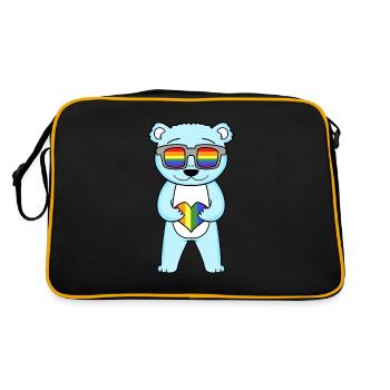 LGBT Tier Bär Regenbogen - Retro Tasche - Schwarz/Gold - Hinten