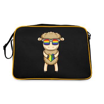 LGBT Animal Sheep Rainbow Domestic Sheep - Retro Bag - black/gold - Back