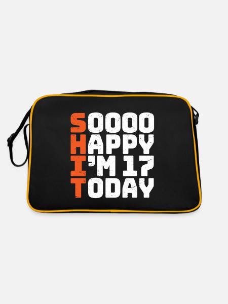 soooo happy i'm 17 Funny 17th birthday 17th birthday - Retro Bag - black/gold - Back