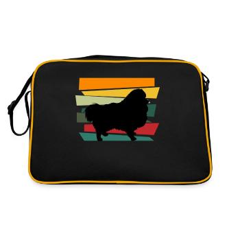 Spitz Pomeranian Zwergspitz Hund - Retro Tasche - Schwarz/Gold - Hinten