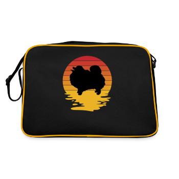 Spitz Pomeranian Zwergspitz Hund - Retro Tasche - Schwarz/Gold - Hinten