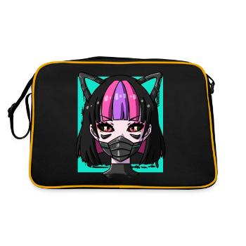 Cyborg Anime Girl Neko Girl Cyber Punk Cyber - Sac Retro - noir/or - Dos