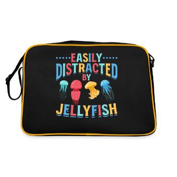 Quallen, die ich leicht von Quallen abgelenkt habe - Retro Tasche - Schwarz/Gold - Hinten