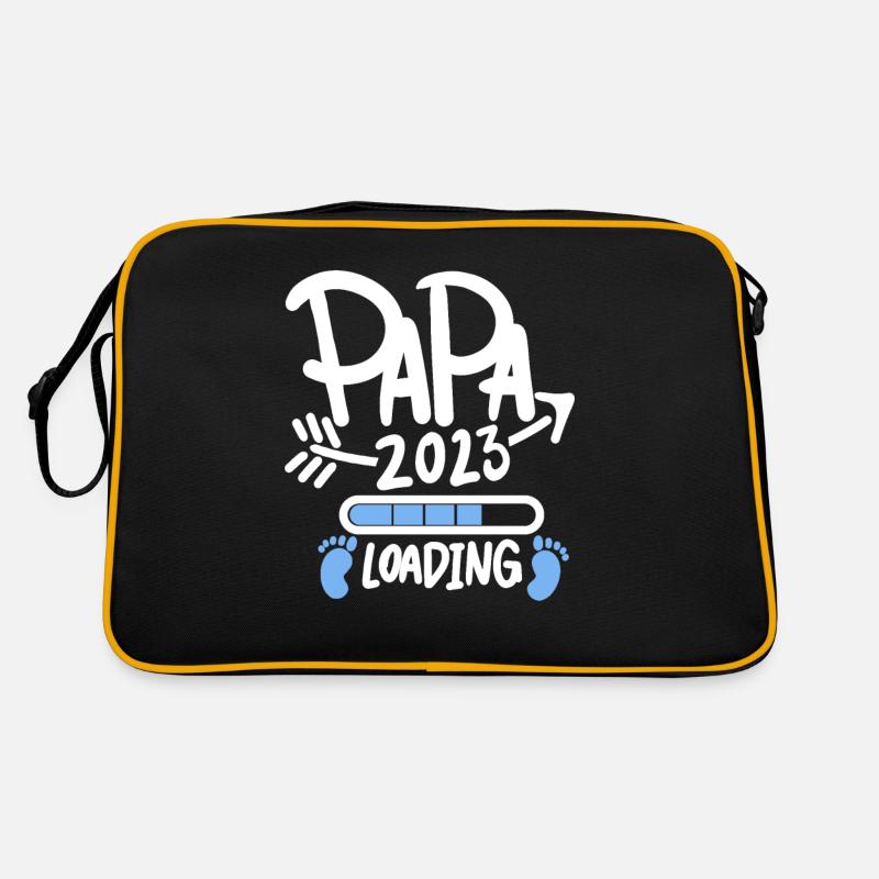 Papa 2023 - Vater 2023 loading Sohn - Retro Tasche - Schwarz/Gold