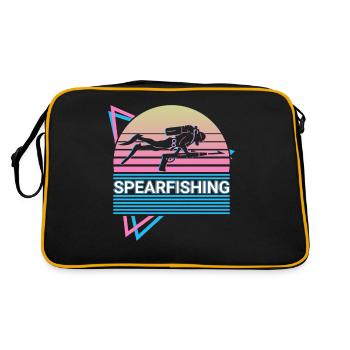 Speerfischen Speerfischer Retro Geschenk - Retro Tasche - Schwarz/Gold - Hinten