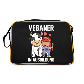 Veganer Vegan - Retro Tasche - Schwarz/Gold - Hinten