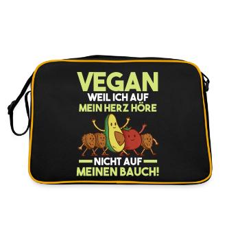 Veganer Vegan - Retro Tasche - Schwarz/Gold - Hinten