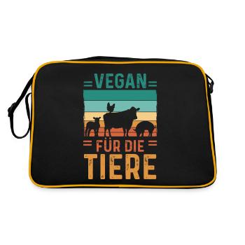 Veganer Vegan - Retro Tasche - Schwarz/Gold - Hinten