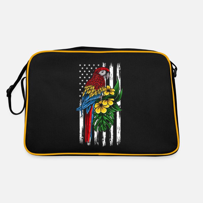 Perroquet oiseau fleur drapeau américain perroquet Sac Retro