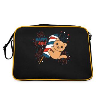 Cat for the fourth of July fireworks rocket - Retro Bag - black/gold - Back