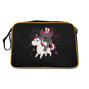Dog with unicorn for the fourth of July Fireworks - Retro Bag - black/gold - Back