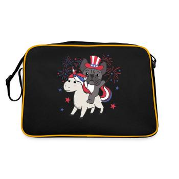 Dog with unicorn for the fourth of July Fireworks - Retro Bag - black/gold - Back