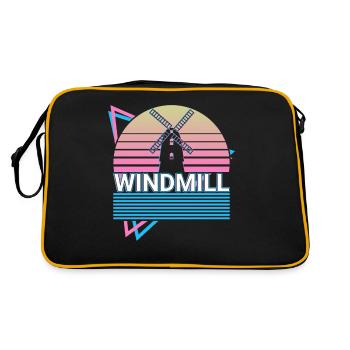 Windmühle Retro Geschenk - Retro Tasche - Schwarz/Gold - Hinten
