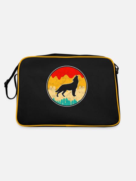 Wolf Retro - Retro Tasche - Schwarz/Gold - Hinten