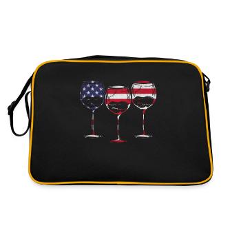 4th Of July Party Patriotic Day 4th Of July Wine - Retro Tasche - Schwarz/Gold - Hinten