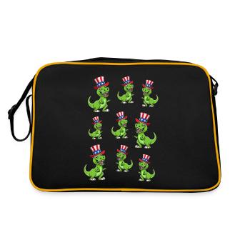 Patriotic 4th Of July Party Dinosaur 4th Of July - Retro Tasche - Schwarz/Gold - Hinten