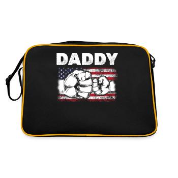 Dad & Son Fist Bump American Daddy US Flag - Retro Tasche - Schwarz/Gold - Hinten