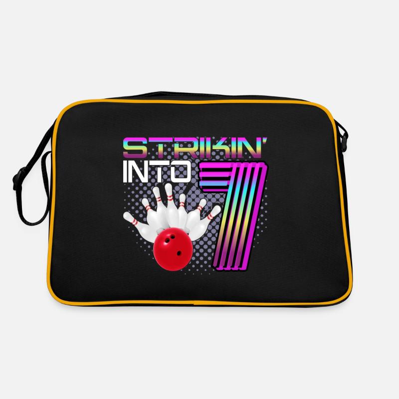 Striking Into 7 Bowling Bowler 7e anniversaire Sac Retro