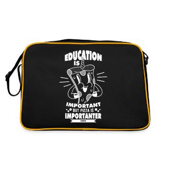 Education Is Important But Pizza Is Importanter - Retro Tasche - Schwarz/Gold - Hinten