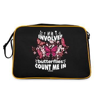 If It Involves Butterflies Count Me In - Retro Tasche - Schwarz/Gold - Hinten