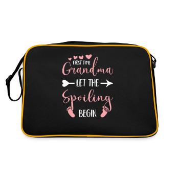Oma Werdende tollste Omi Großeltern Baby Blumen - Retro Tasche - Schwarz/Gold - Hinten