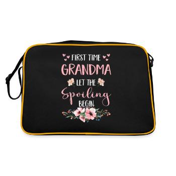 Oma Werdende tollste Omi Blumen Großeltern - Retro Tasche - Schwarz/Gold - Hinten
