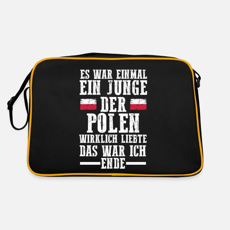 Polska Polen Pole Polnisches - Retro Tasche - Schwarz/Gold