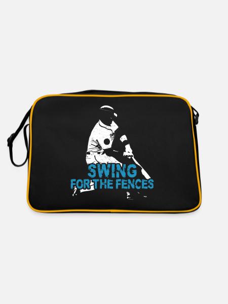 Baseball Fan Vintage Batter Swing - Retro Tasche - Schwarz/Gold - Hinten