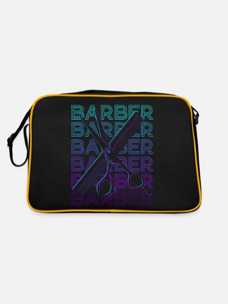 Barbier Haar Sylist Hairstylist Retro Geschenk - Retro Tasche - Schwarz/Gold - Hinten