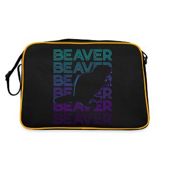Biber Retro Geschenk - Retro Tasche - Schwarz/Gold - Hinten