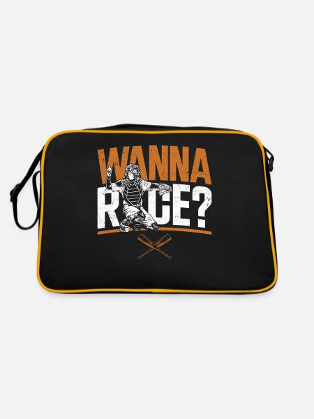 Baseball Fan Catcher Vintage Wanna - Retro Tasche - Schwarz/Gold - Hinten