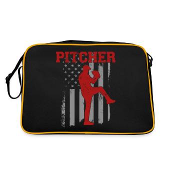 Baseball Fan Pitcher Vintage - Retro Bag - black/gold - Back