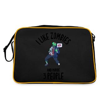 I Like Zombies And Maybe 3 People - Retro Bag - black/gold - Back
