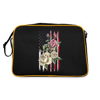 Fleur Drapeau américain Journée patriotique 4 juillet - Sac Retro - noir/or - Dos