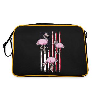 Drapeau patriotique Flamant des États-Unis 4 juillet Flamant rose - Sac Retro - noir/or - Dos