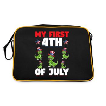 Patriotic Dino Patriotic Dinosaur My First 4th Of - Retro Tasche - Schwarz/Gold - Hinten