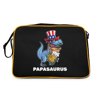 Patriotic Day Papa Dinosaur 4th Of July Dino - Retro Tasche - Schwarz/Gold - Hinten
