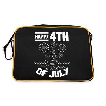Happy 4th Of July Whale American 4th Of July - Retro Tasche - Schwarz/Gold - Hinten