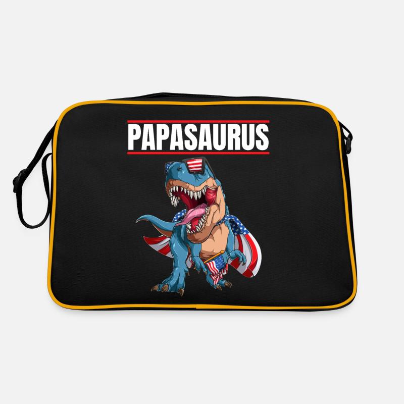 Papasaurus Patriotic Dinosaur Papa With Flag Cape Retro Tasche